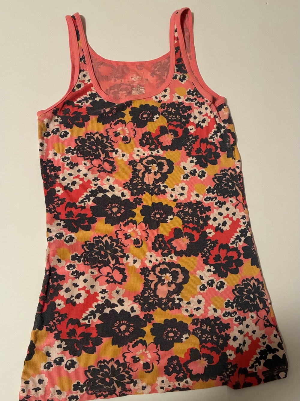 Mossimo Supply Co. Floral Ribbed Tank Dress Y2K Pink Black Yellow Size XL
